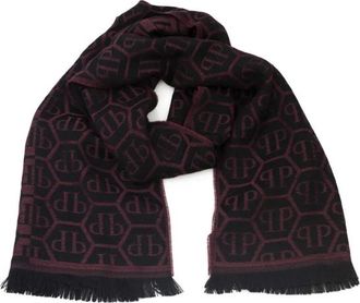 Philipp Plein Logo All Over Sjaal - Heren - Sjaals - Rood - ONE Size - Accessoires