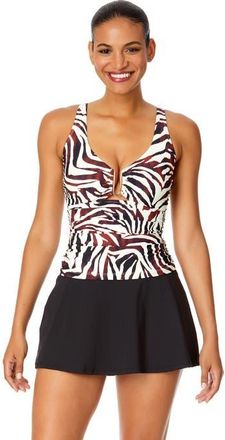 Anne Cole Womens Tiger Dance Ring Front Tankini Swim Top at Nordstrom, Size X-Small