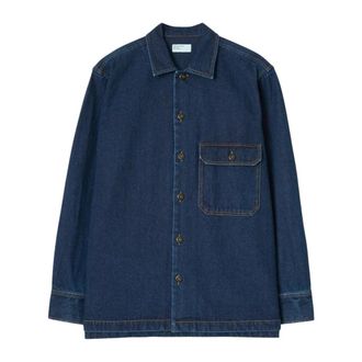 Universal Works Fatigue Shirt - Heren - Spijkeroverhemden - Blauw - M - Katoen - Overhemden