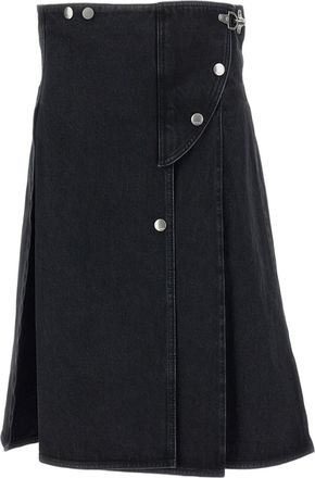 Marni Black Asymmetrical Wrap Denim Midi Skirt