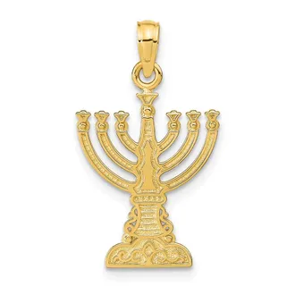 Diamond2Deal 14k Yellow Gold Menorah Pendant