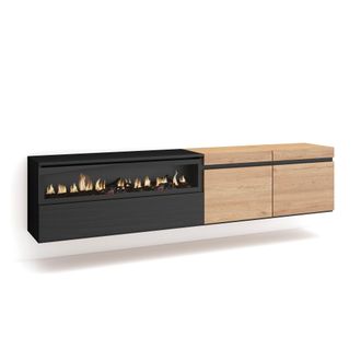 Skraut Home Skraut Home - Mueble Tv, Televisi&oacute;n, Muebles De Sal&oacute;n, Almacenaje, 200x45x35cm, Para Tv Hasta 80, Chimenea El&eacute;ctrica, Colgado, Suspendido, Estilo Mode