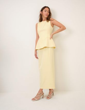 Nobody's Child Butter Yellow Peplum Evah Midi Dress