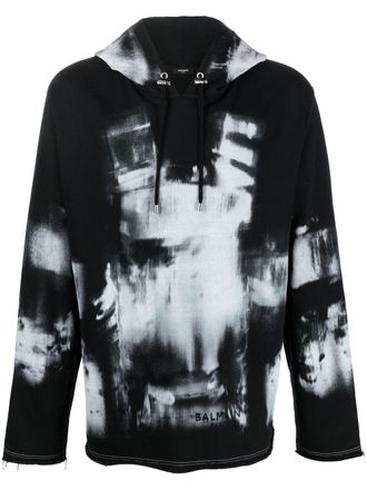 Balmain Hoodie met grafische print - Zwart
