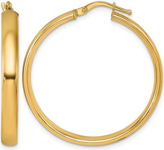 Diamond2Deal 14K Yellow Gold Polished Medium Hollow Hoop Earrings