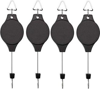 OEM Soportes Retr&aacute;ctiles Para Plantas Con Sistema De Poleas - Hasta 10 Kg - Jardineras Colgantes Y Comederos Para P&aacute;jaros - 4 Unidades