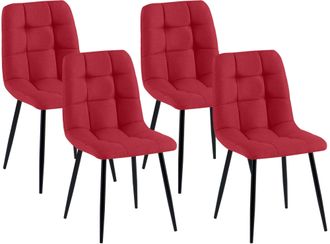 Clp Clp - Lote De 4 Sillas De Comedor Antibes Tela Rojo