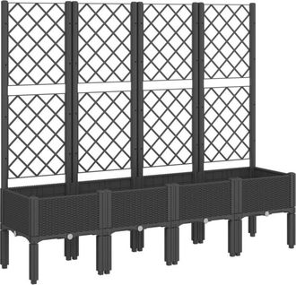 vidaXL Garden Planter with Trellis Black 160x40x142 cm PP vidaXL