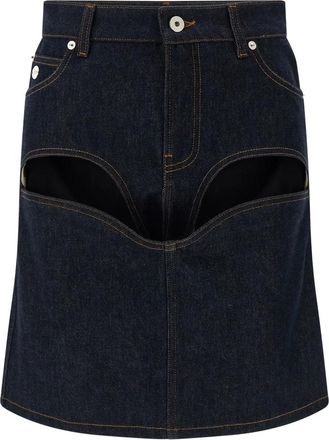 Jean Paul Gaultier Rokken, Dames, Blauw, W25, Denim, Denim Mini Rok met Insnijdingen en Omslag