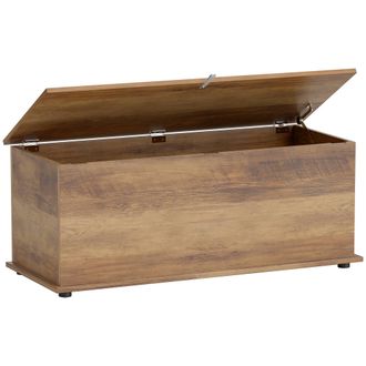 HOMCOM Storage Chest With Lid - 113L Storage Box - Natural Brown | TJ Hughes