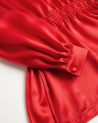 Valentino Top In Double Satin Donna BRIGHT ORANGE/NERO 36