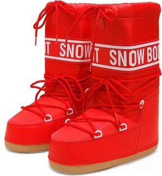 Generic Womens Winter Skiing Fur Duck Boots Waterproof Non-Slip Mid Calf Ankle Booties With Removable Insoles For Snow Hiking(Red1,7.5)