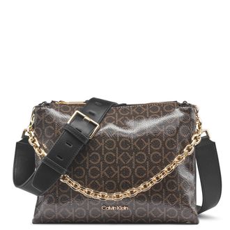 Calvin Klein Calvin Klein Womens Rain Triple Compartment Chain Crossbody Chain, brown/khaki/black, &Uacute;nico