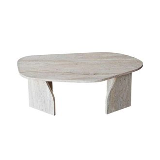 Calicosy Mesa baja con superficie de forma org&aacute;nica l100 cm - travertino
