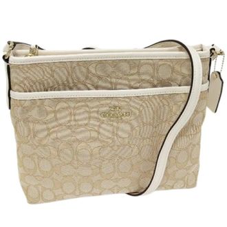 Coach Pre-owned Cross Body Bags, female, Beige, Size: ONE SIZE Pre-owned Canvas Shoulder Bag