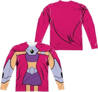 Gildan Teen Titans Go Starfire Uniform (Front/Back Print) Long Sleeve Adult Poly Crew Tee / T-Shirt