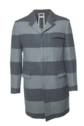 Thom Browne striped wool coat in grey