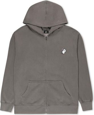 Dalix Heartly Ghost Midweight Fleece Faded Zip Hooded Sweatshirt in Faded Gray at Nordstrom, Size Xx-Large