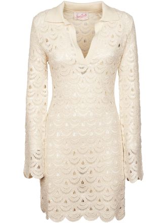 MC2 Saint Barth Long Sleeve Mini Dress with Crochet Detailing