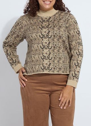 Lyss&eacute; Declan Mock Neck Jacquard Sweater Curvy