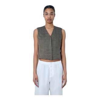 Our Legacy Vests, female, Brown, Size: 2XS V-Neck Sleeveless Waistcoat