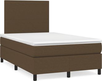 vidaXL Cama Box Spring Con Colch&oacute;n Tela Marr&oacute;n Oscuro 120x190 Cm Vidaxl