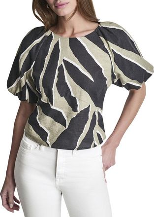 DKNY Dkny Puff Sleeve Printed Top