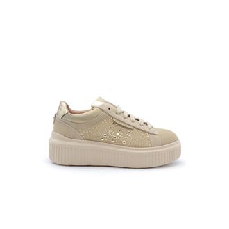 Janet & Janet Suede Sand Trainers with Platform Sole