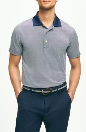 Brooks Brothers Microstripe Performance Golf Polo in Navy at Nordstrom, Size Xx-Large