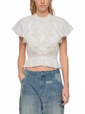 Sea New York Holden Flower Flatter Sleeve Top In White
