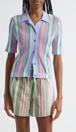 Stine Goya Stripe Open Stitch Button-Up Shirt in Pastel Stripes at Nordstrom Rack, Size Large