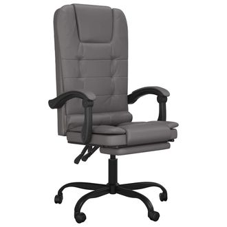 vidaXL Sill&oacute;n De Oficina Reclinable Con Masaje, De Piel Sint&eacute;tica Gris Vidaxl