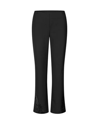 Sams&oslash;e & Sams&oslash;e Black Sarhino Lace-Trim Straight-Leg Pants
