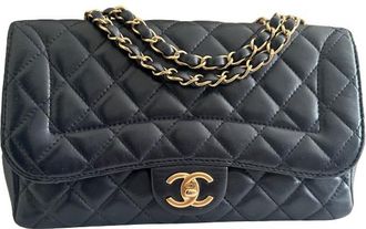 Chanel Midnight Blue Lambskin Single Flap Bag Size M