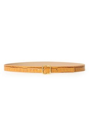 B-Low The Belt Ellie Croco Embossed Leathe Belt in Lt. Camel Gold at Nordstrom, Size X-Large