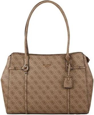 Guess Leona Logo 2 Comp Tote - Dames - Shoppers - Bruin - ONE Size - Tassen