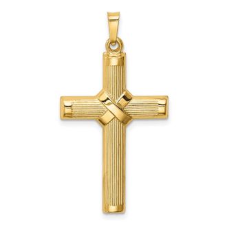 Diamond2Deal 14k Yellow Gold Hollow Polished Center X Cross