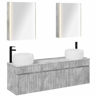 vidaXL Juego De Muebles De Ba&ntilde;o 5 Pcs Gris Hormig&oacute;n 53 X 15,5 X 70 Cm Vidaxl
