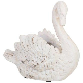 Wanderlust Deco Macetero De Cisne De Resina Blanco 41x21.5x40.5h Cm