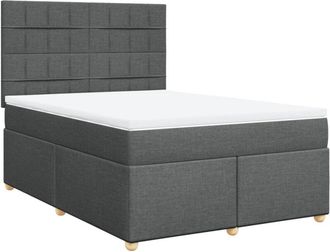 vidaXL Vidaxl - Cama Box Spring Con Colch&oacute;n Tela Gris Oscuro 140x190 Cm