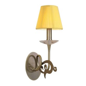 Netlighting Acanto Wall Lamp Switched E14 Brass Amber Cream Shade in Yellow