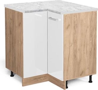 Vicco Armario De Esquina R-line, Blanco Alto Brillo, 75.6 Cm Et M&aacute;rmol