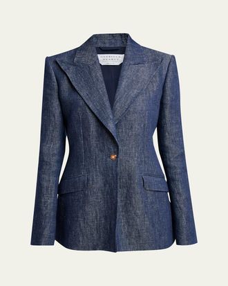 Gabriela Hearst Leiva Linen Single-Breasted Blazer Jacket