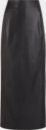 Alaia Soft Lambskin Leather Maxi Pencil Skirt
