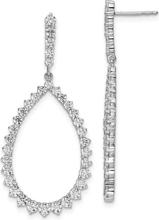 Diamond2Deal 14k White Gold 3 ct Lab Grown Diamond Fancy Dangle Hoop Earrings VS Clarity, D-E Color