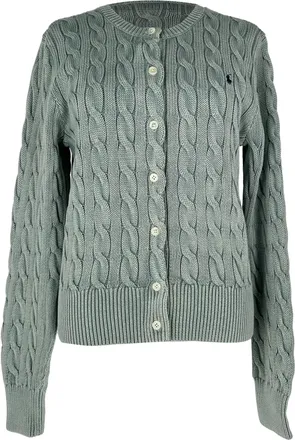Ralph Lauren Cable Knite Cardigan in Green Cotton
