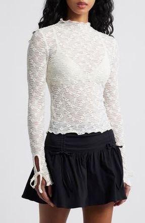 BP. Funnel Neck Lace Top in Ivory at Nordstrom Rack, Size Small