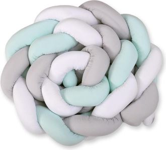 OEM Protector De Cuna Trenzado Xxl - Blanco-gris-menta
