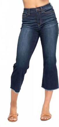 Judy Blue High Waist Cropped Wide Leg Jeans In Dark Blue Denim