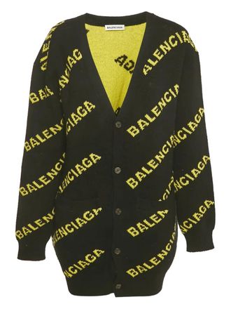 Balenciaga Buttoned logo-pattern knit top - Black